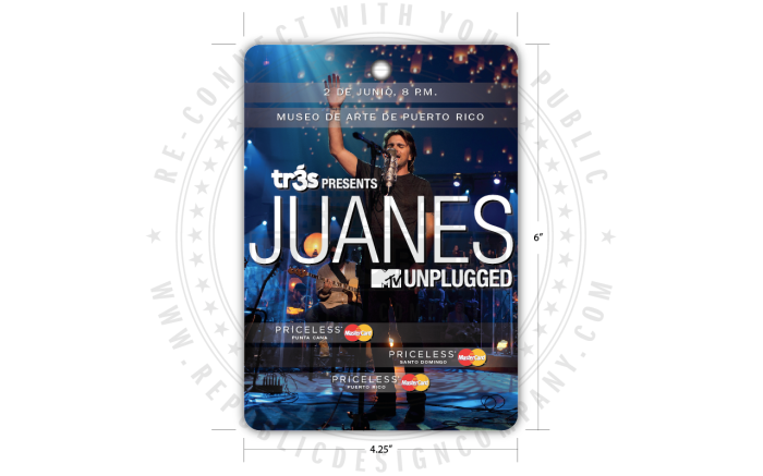 Universal Music Latin Entertainment + Mastercard + Juanes + MTV Unplugged credentials front